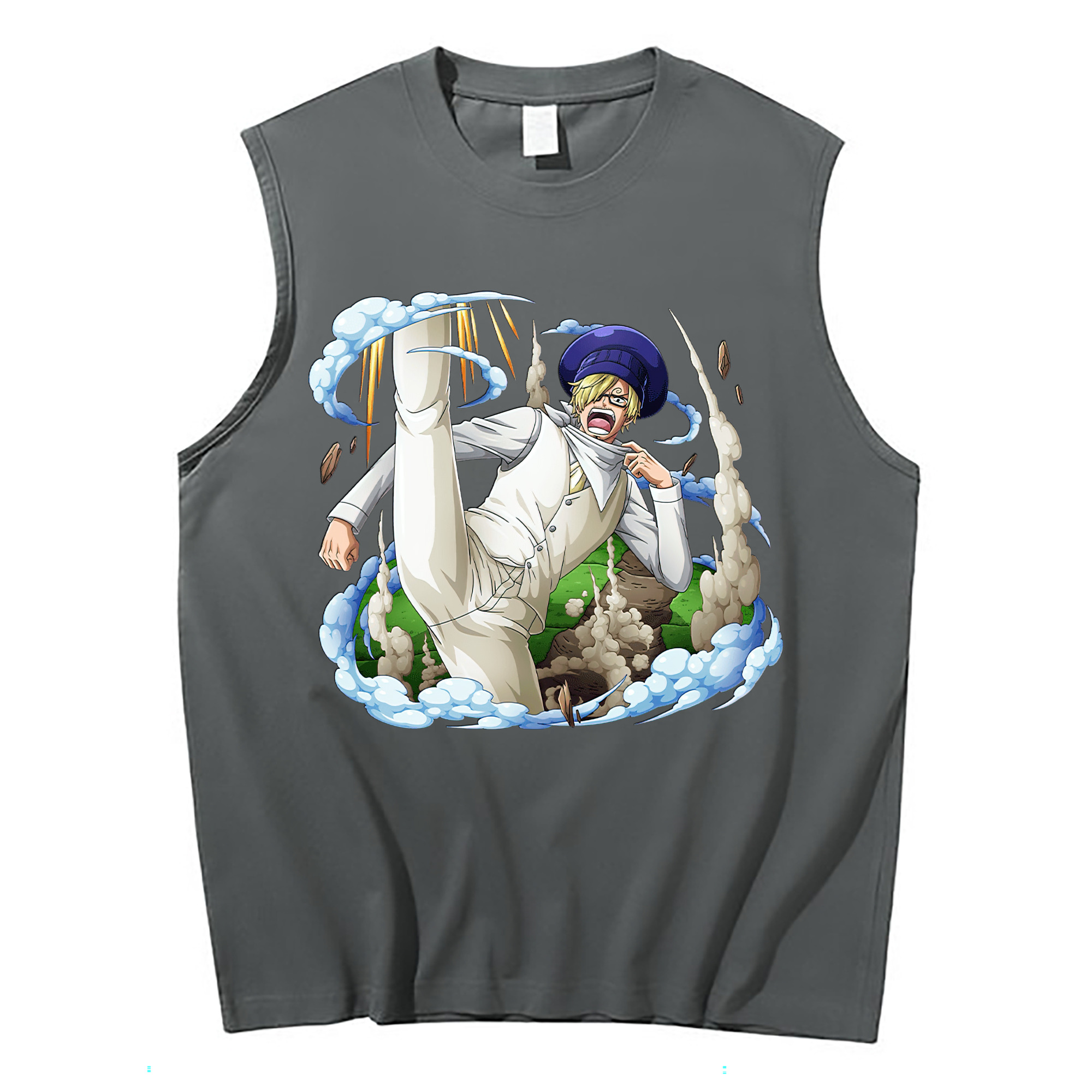 （画像用） ワンピース サンジ ONE PIECE Sanji コットン100％タンクトップ（フロントプリント）